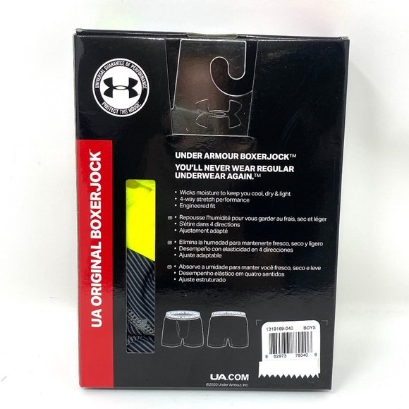 🌿Sale🌿 Under Armour 2 Pack Boys Boxerjock® Original Series Camo Gray Yellow - Picture 9 of 9